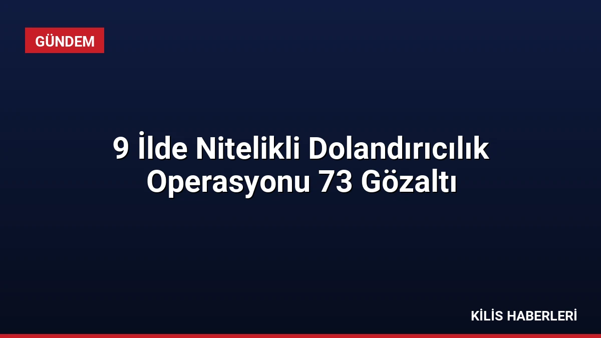 9 İlde Nitelikli Dolandırıcılık Operasyonu 73 Gözaltı