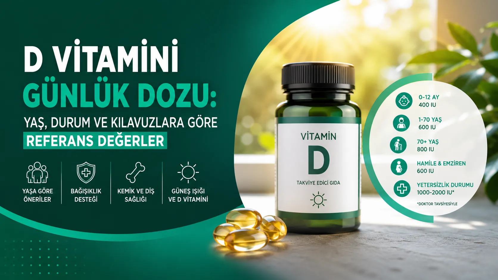D Vitamini Günlük Dozu: Yaş, Durum ve Kılavuzlara Göre Referans Değerler