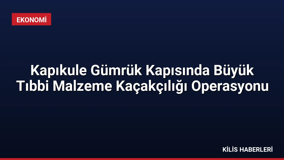 Kapıkule Gümrük Kapısında Büyük Tıbbi Malzeme Kaçakçılığı Operasyonu
