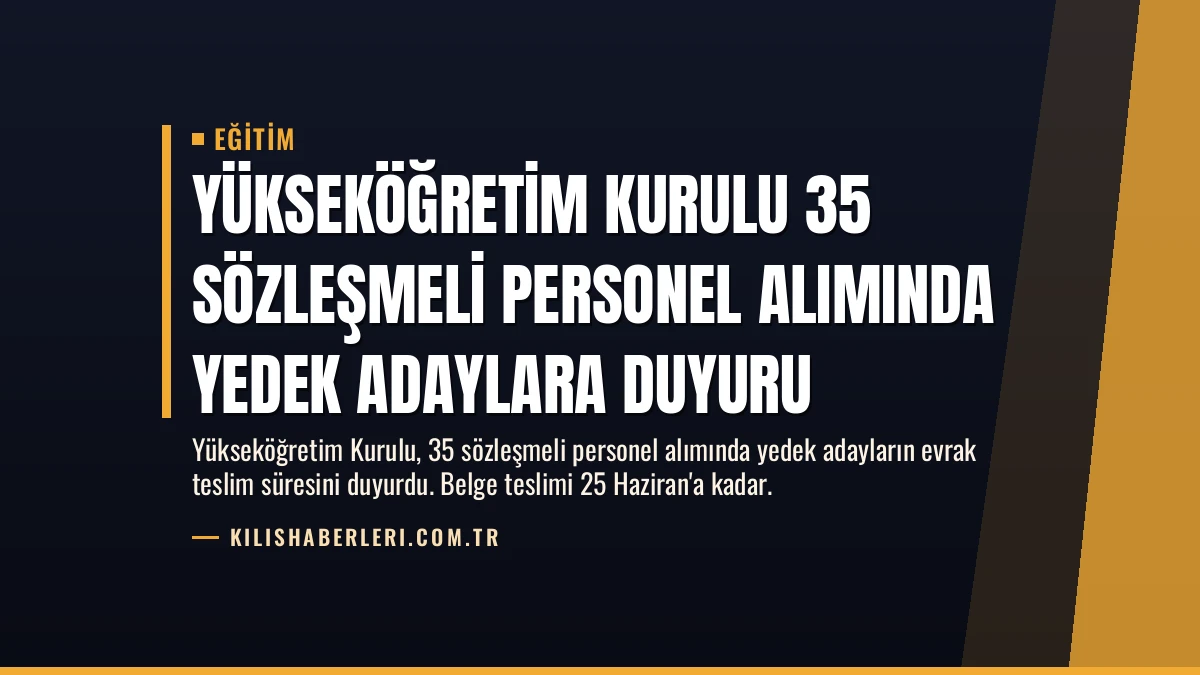 Yükseköğretim Kurulu 35 Sözleşmeli Personel Alımında Yedek Adaylara Duyuru